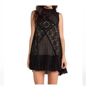 Free People Black Angel Lace Mini Dress